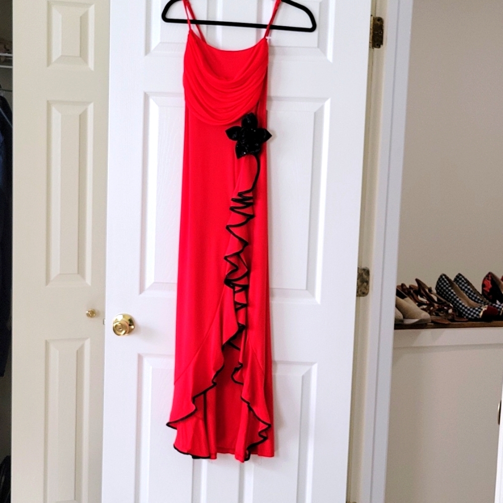 Red, spanish dance dress worn once for ballroom showcase.